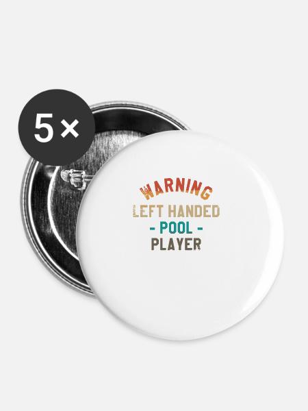 Warnung Linkshänder Billard - Buttons groß 56 mm (5er Pack) - Weiß