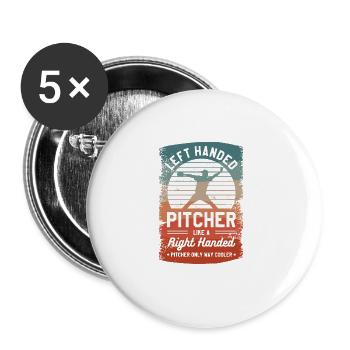 Linkshänder Pitcher wie ein Rechtshänder Pitcher - Buttons groß 56 mm (5er Pack) - Weiß - Vorne