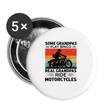 MOTORCYCLE GRANDPA! COOL GRANDPAS RIDE MOTORCYCLES! - Buttons large 2.2''/56 mm (5-pack) - white - Front