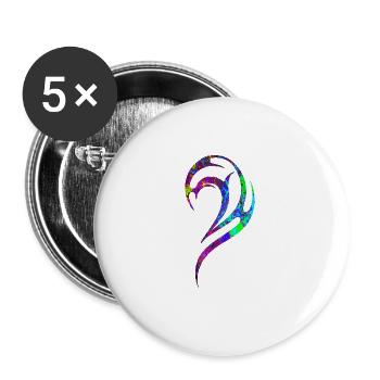 Tatouage gothique vert bleu marbré - Lot de 5 grands badges (56 mm) - blanc - Devant