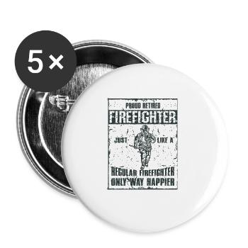 Feuerwehrmann Feuerwehr & Sprüche - Buttons groß 56 mm (5er Pack) - Weiß - Vorne