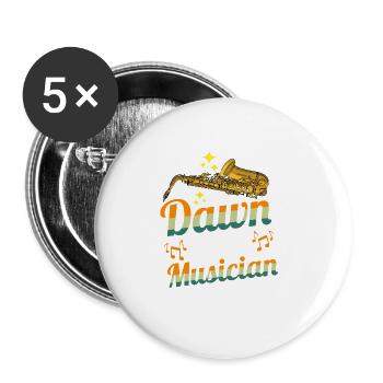 Saxophon Dawn of the Musician - Buttons groß 56 mm (5er Pack) - Weiß - Vorne