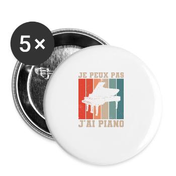 Je Peux Pas J'ai Piano - Lot de 5 grands badges (56 mm) - blanc - Devant