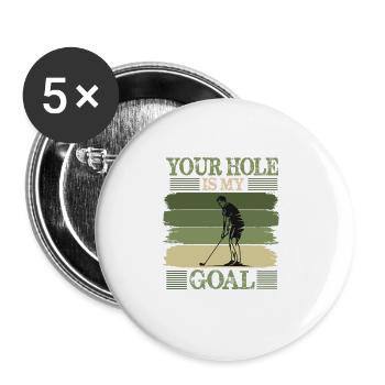 Golf Geschenk Witz Golfspieler Golfer - Buttons groß 56 mm (5er Pack) - Weiß - Vorne