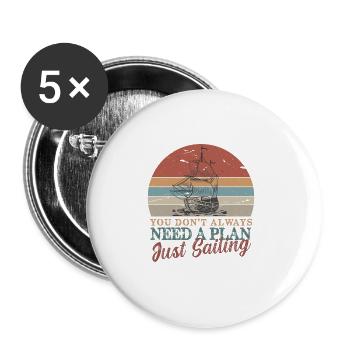 Segeln & Geschenk Für Kapitäne & Segler - Buttons groß 56 mm (5er Pack) - Weiß - Vorne