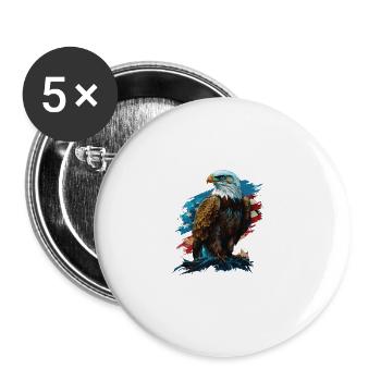 American Huh USA Flag Patriotic American Bald - Buttons large 2.2''/56 mm (5-pack) - white - Front