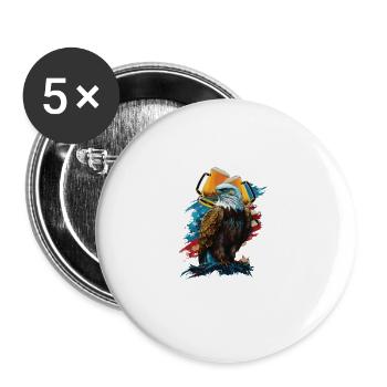 Buveur de bière américain ivre mais toujours patriotique - Lot de 5 grands badges (56 mm) - blanc - Devant