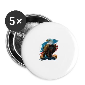 Hamburgers par aigle au lieu du drapeau patriotique des États-Unis - Lot de 5 grands badges (56 mm) - blanc - Devant