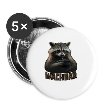 Wachbär Waschbär Motiv Köstüm Bild Mode Rave - Buttons groß 56 mm (5er Pack) - Weiß - Vorne