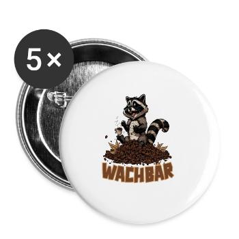 Wachbär Waschbär Motiv Köstüm Bild Mode Rave - Buttons groß 56 mm (5er Pack) - Weiß - Vorne