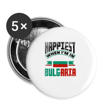 Bulgarisch Bulgarien Flagge am glücklichsten, wenn ich in bin - Buttons groß 56 mm (5er Pack) - Weiß - Vorne