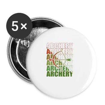 Bogensport Bogenschütze Bogenschießen Pfeil Bogen - Buttons groß 56 mm (5er Pack) - Weiß - Vorne