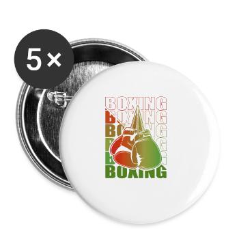 Boxen Martial Arts Boxing Box Club Boxer - Buttons large 2.2''/56 mm (5-pack) - white - Front