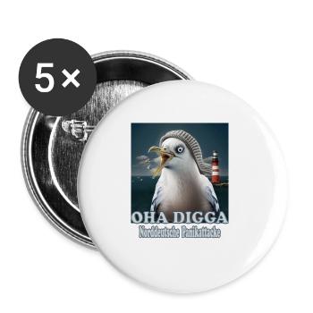 OHA Attaque de panique de l’Allemagne du Nord Frise Mer du Nord - Lot de 5 grands badges (56 mm) - blanc - Devant