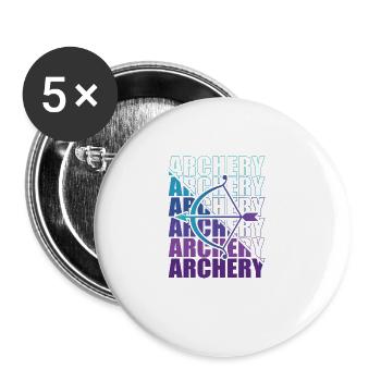 Bogensport Bogenschütze Bogenschießen Pfeil Bogen - Buttons groß 56 mm (5er Pack) - Weiß - Vorne