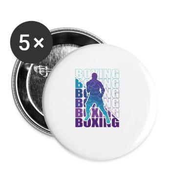 Boxen Martial Arts Boxing Box Club Boxer - Buttons large 2.2''/56 mm (5-pack) - white - Front