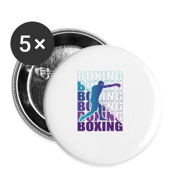 Boxen Martial Arts Boxing Box Club Boxer - Buttons large 2.2''/56 mm (5-pack) - white - Front