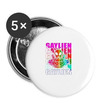 Gender Lesben, Schwule, Trans, Queer Regenbogen - Buttons groß 56 mm (5er Pack) - Weiß - Vorne