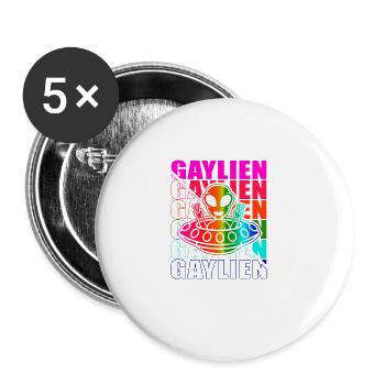 Gender Lesbian, Gay, Trans, Queer Rainbow - Buttons large 2.2''/56 mm (5-pack) - white - Front
