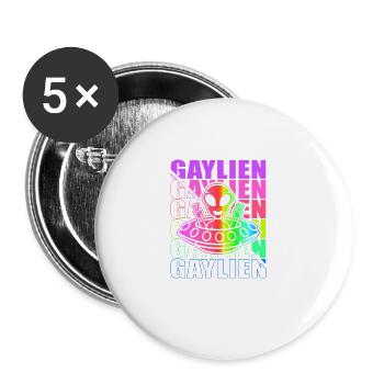 Gender Lesbian, Gay, Trans, Queer Rainbow - Buttons large 2.2''/56 mm (5-pack) - white - Front