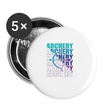 Bogensport Bogenschütze Bogenschießen Pfeil Bogen - Buttons groß 56 mm (5er Pack) - Weiß - Vorne