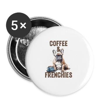 Café & Frenchies - Lot de 5 grands badges (56 mm) - blanc - Devant