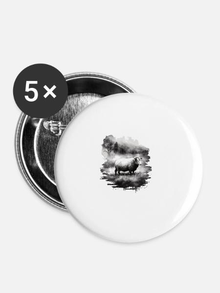 Sheep Landscape - Buttons groß 56 mm (5er Pack) - Weiß