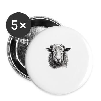 Schaf-porträt - Buttons groß 56 mm (5er Pack) - Weiß - Vorne