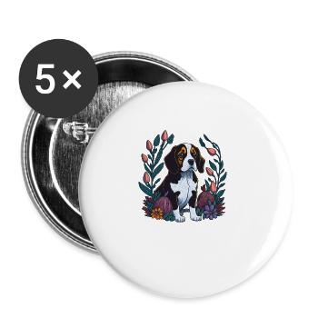 Beau chien Beagle Pâques Printemps Beagle - Lot de 5 grands badges (56 mm) - blanc - Devant