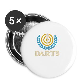Club de sport de fléchettes, jeu de fléchettes, fléchettes de sport Pfeil - Lot de 5 grands badges (56 mm) - blanc - Devant