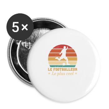 Retro Le Footballeur Le Plus Cool Football - Lot de 5 grands badges (56 mm) - blanc - Devant