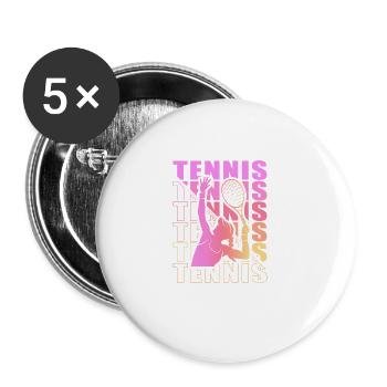 Vêtements de tennis pour joueuses de tennis filles - Lot de 5 grands badges (56 mm) - blanc - Devant