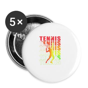 Tennis Bekleidung für Tennisspieler, Fans Coaches - Buttons groß 56 mm (5er Pack) - Weiß - Vorne