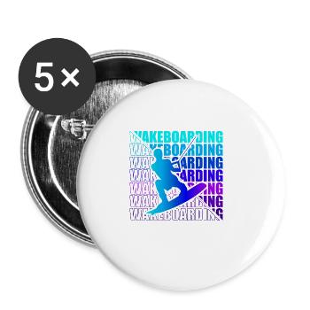 Wakeboard Wakeboarder Wakeboarding Freestyle DNA - Lot de 5 grands badges (56 mm) - blanc - Devant