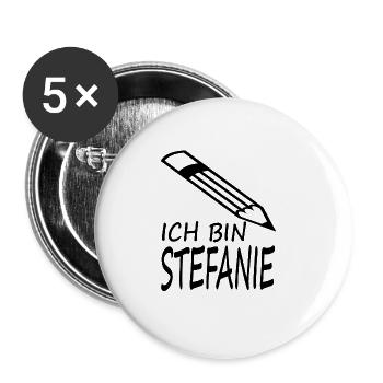 Ich bin Stefanie ich heiße Steffi Geschenkidee - Buttons groß 56 mm (5er Pack) - Weiß - Vorne