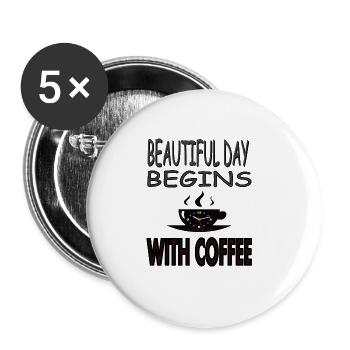 Coffee Drink Coffee Drinker Caffeine Gift Idea - Buttons large 2.2''/56 mm (5-pack) - white - Front