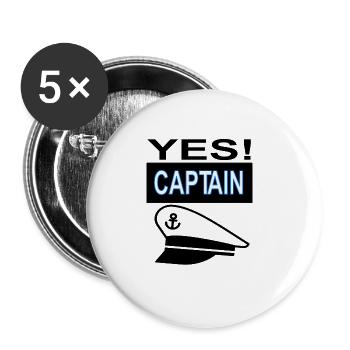 Proud Captain Anchor Shipping Yacht Gift - Buttons large 2.2''/56 mm (5-pack) - white - Front
