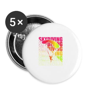 Skydive Freefly Fallschirmspringer Shirt Skydiving - Buttons groß 56 mm (5er Pack) - Weiß - Vorne
