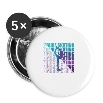 Patineuse artistique Club de patinage artistique Fille Patinage sur glace - Lot de 5 grands badges (56 mm) - blanc - Devant