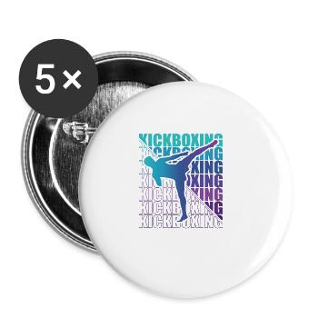 Kickboxer, Martial Arts, Kickboxing, Kickboxing - Buttons large 2.2''/56 mm (5-pack) - white - Front