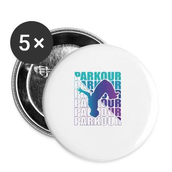 Parkour, Freerunning, Street Workout, Acrobatic - Buttons large 2.2''/56 mm (5-pack) - white - Front