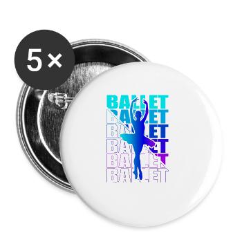 Ballett, Ballerina, Girl, Mädchen, Tanzen - Buttons groß 56 mm (5er Pack) - Weiß - Vorne