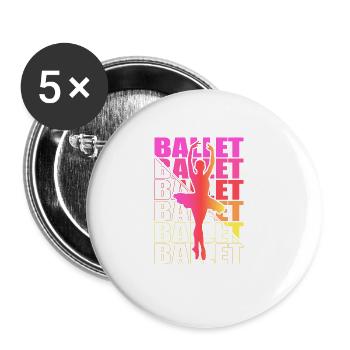 Ballet, Ballerine, Fille, Fille, Danse - Lot de 5 grands badges (56 mm) - blanc - Devant