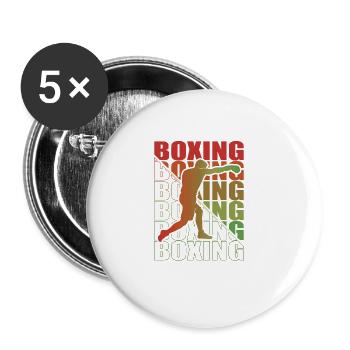 Boxen Martial Arts Boxing Box Club Boxer - Buttons groß 56 mm (5er Pack) - Weiß - Vorne