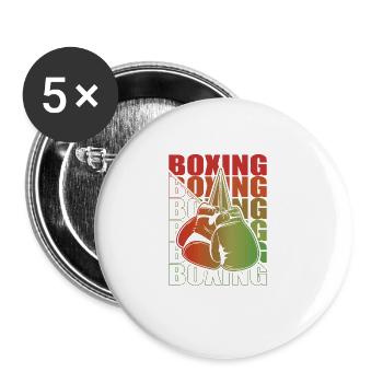 Boxen Martial Arts Boxing Box Club Boxer - Buttons large 2.2''/56 mm (5-pack) - white - Front