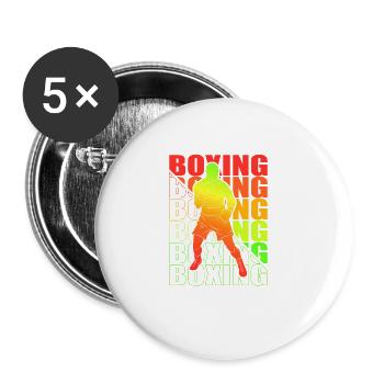Boxen Martial Arts Boxing Box Club Boxer - Buttons large 2.2''/56 mm (5-pack) - white - Front