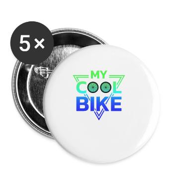 vintage Bike Outfit, Fahrrad Urban Freestyle BMX - Buttons groß 56 mm (5er Pack) - Weiß - Vorne