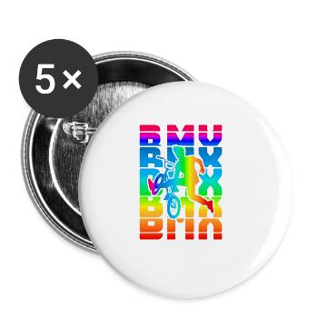 vintage Bike Outfit, Fahrrad Urban Freestyle BMX - Buttons groß 56 mm (5er Pack) - Weiß - Vorne