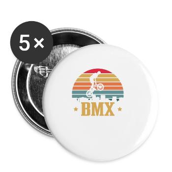 vintage Bike Outfit, Fahrrad Urban Freestyle BMX - Buttons groß 56 mm (5er Pack) - Weiß - Vorne