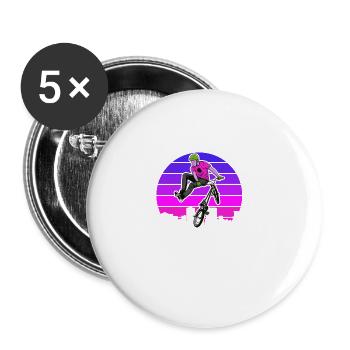 Tenue de vélo vintage, vélo urbain freestyle BMX - Lot de 5 grands badges (56 mm) - blanc - Devant
